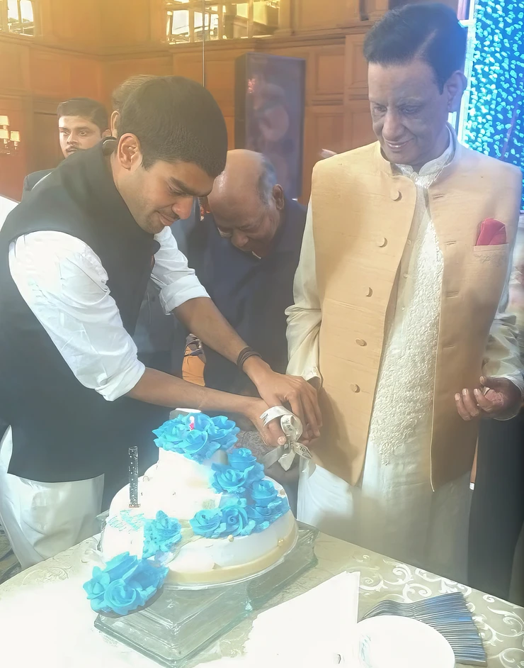 Cutting the Cake on His 75th Birthday