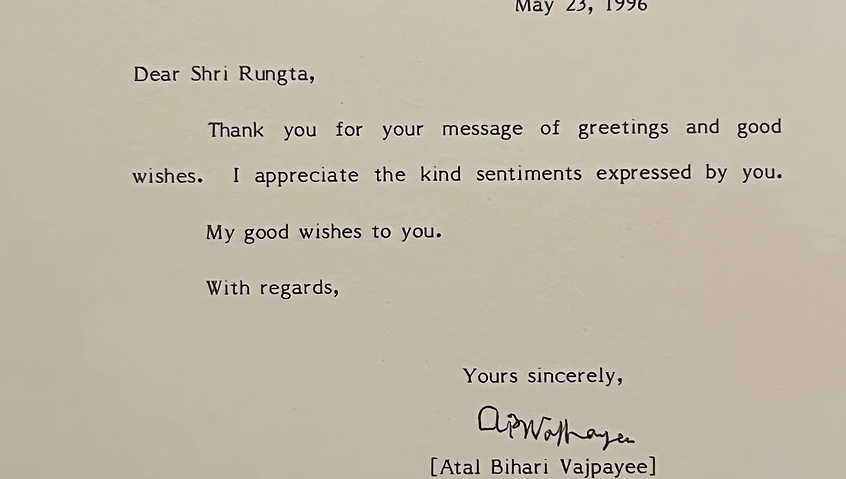 Letter from PM Vajpayee